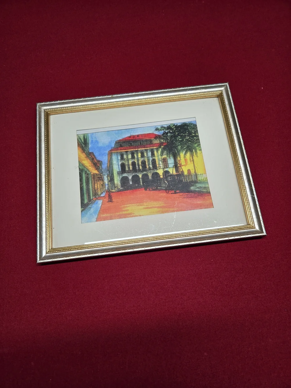 Gold and Silver Framed Colorful Cityscape Print